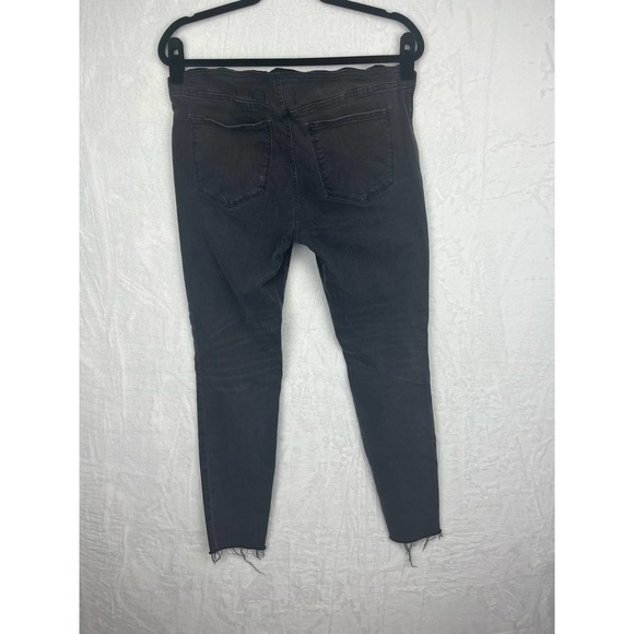 Madewell Over the Belly Distressed Raw Hem Black Sea Skinny Maternity Jean sz 30 - Picture 3 of 15